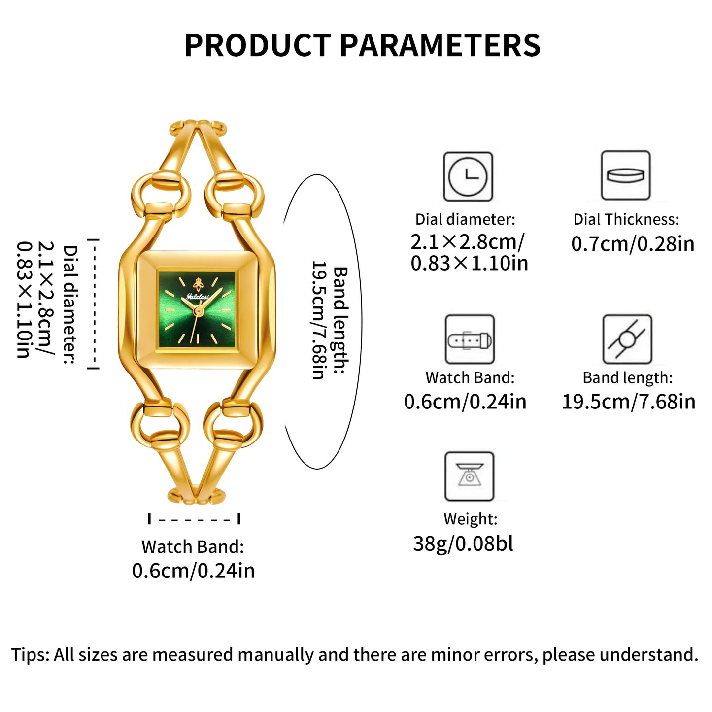YaLaLuSi Newest Ladies Quartz Watches Women's Small Watches Luxury Casual Fashion Bracelet Including Tools Gold-Green