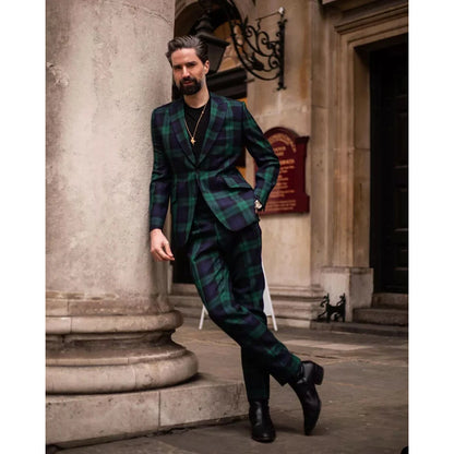 Elegant Men Suits Single Breasted Peak Lapel Slim Fit Male Clothing 2 Piece Jacket Pants Sets Formal Prom Party Costume Homme