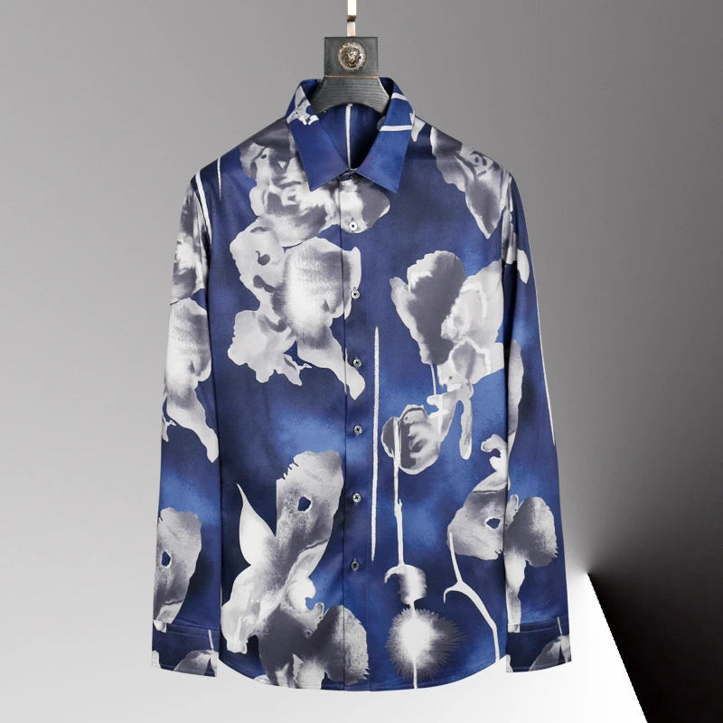 Hot men's shirt 3D printed pattern men's shirt long-sleeved lapel single-breasted fashion casual design slim body large size 6xl