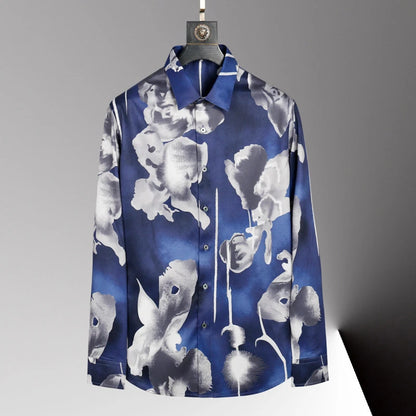 Hot men's shirt 3D printed pattern men's shirt long-sleeved lapel single-breasted fashion casual design slim body large size 6xl