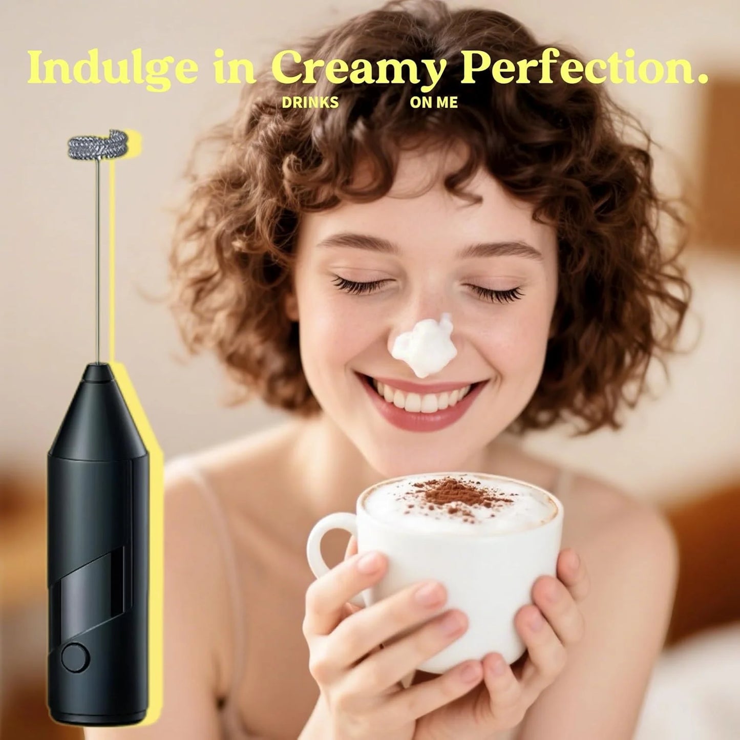 Powerful Milk Frother Handheld Electric Foam Maker Coffee Whisk Drink Mixer For Cappuccino Latte Gift Idea