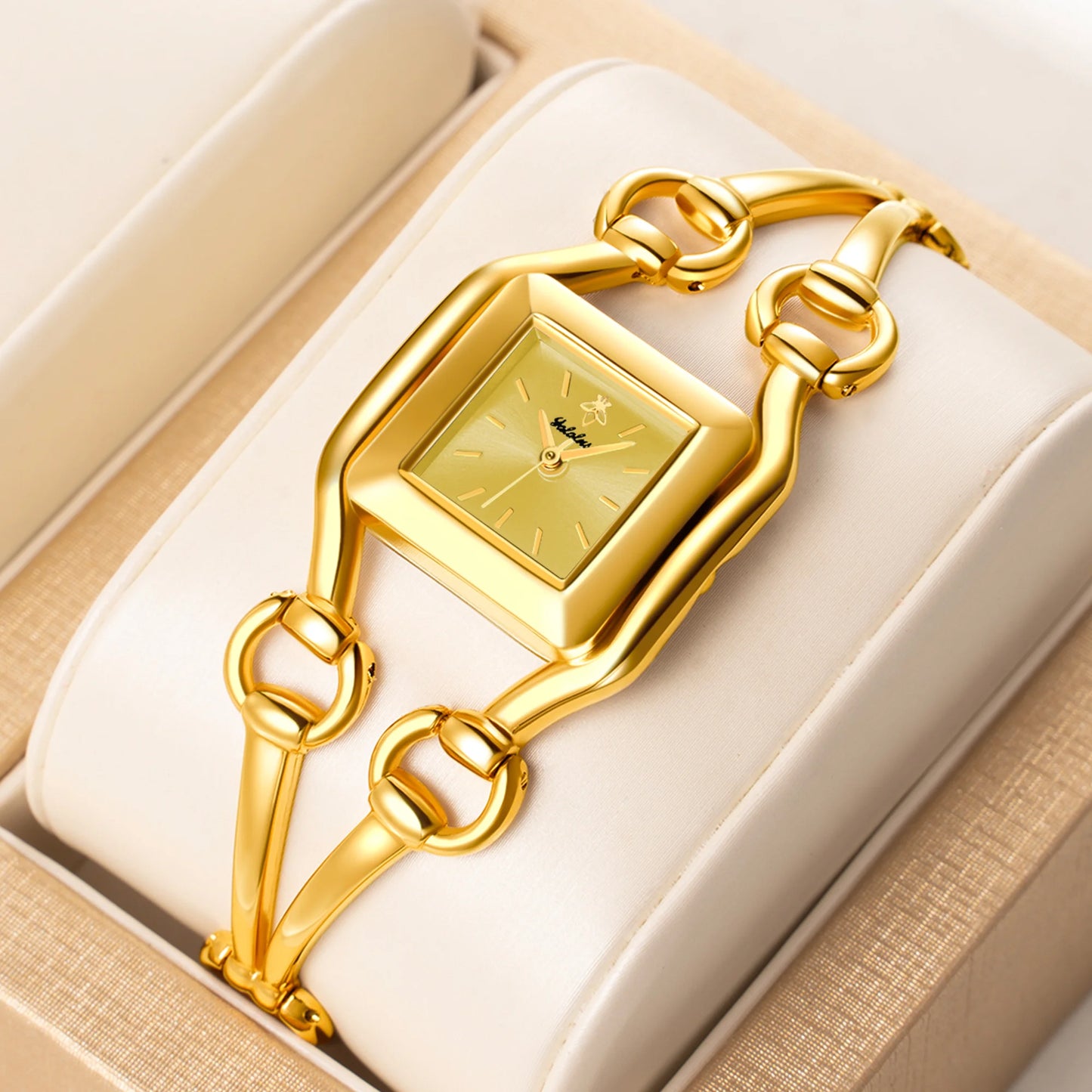 YaLaLuSi Newest Ladies Quartz Watches Women's Small Watches Luxury Casual Fashion Bracelet Including Tools Gold-Green