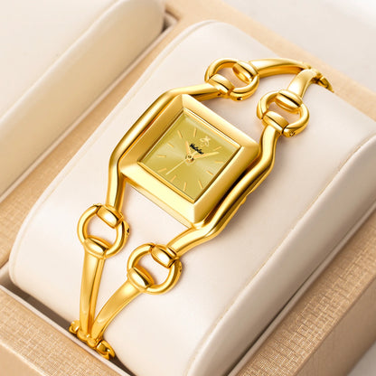 YaLaLuSi Newest Ladies Quartz Watches Women's Small Watches Luxury Casual Fashion Bracelet Including Tools Gold-Green