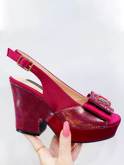 2023 Newest Wedding Women Shoes Nigeria Africa 10cm High Heels Party Gathering Crystal Design Women Shoes Fashion Ladies Shoes