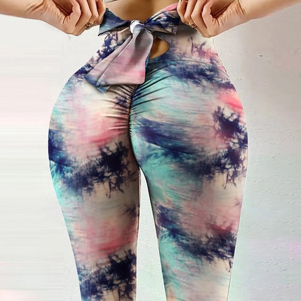 Peach Hip Lifting Sports Fitness Bow Yoga Leggings Internet Celebrity European and American Fashion Women Casual Leggings