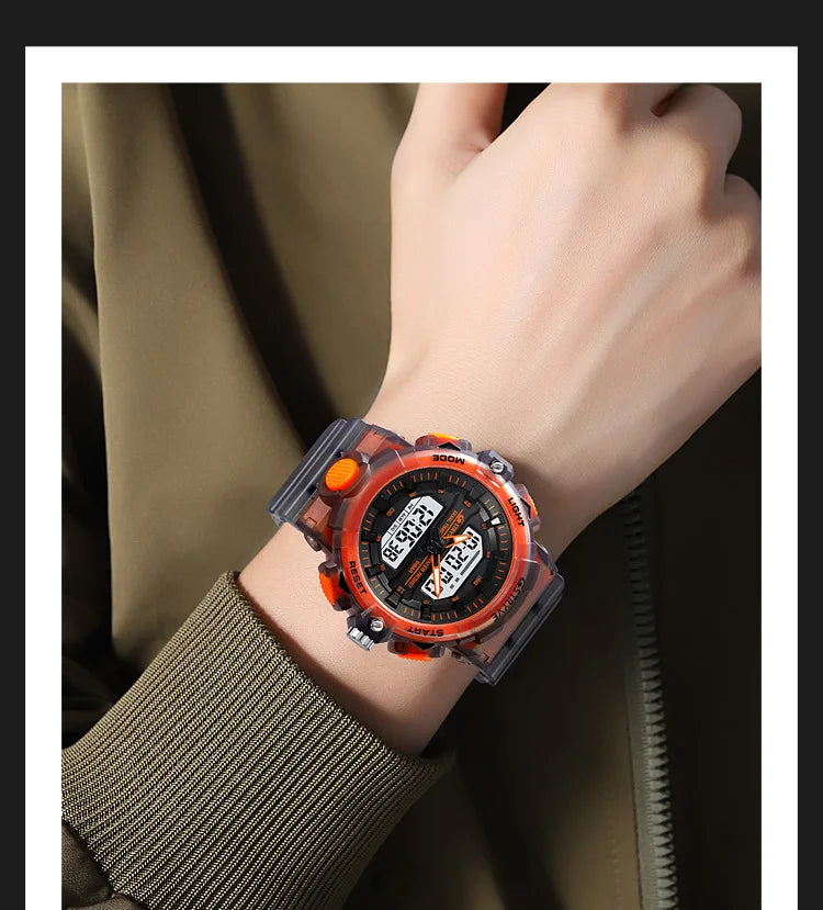 STRYVE Top Brand Electronic Watch For Men Outdoor Sports Waterproof Dual Time Display Quartz Wristwatches Rubber reloj hombre