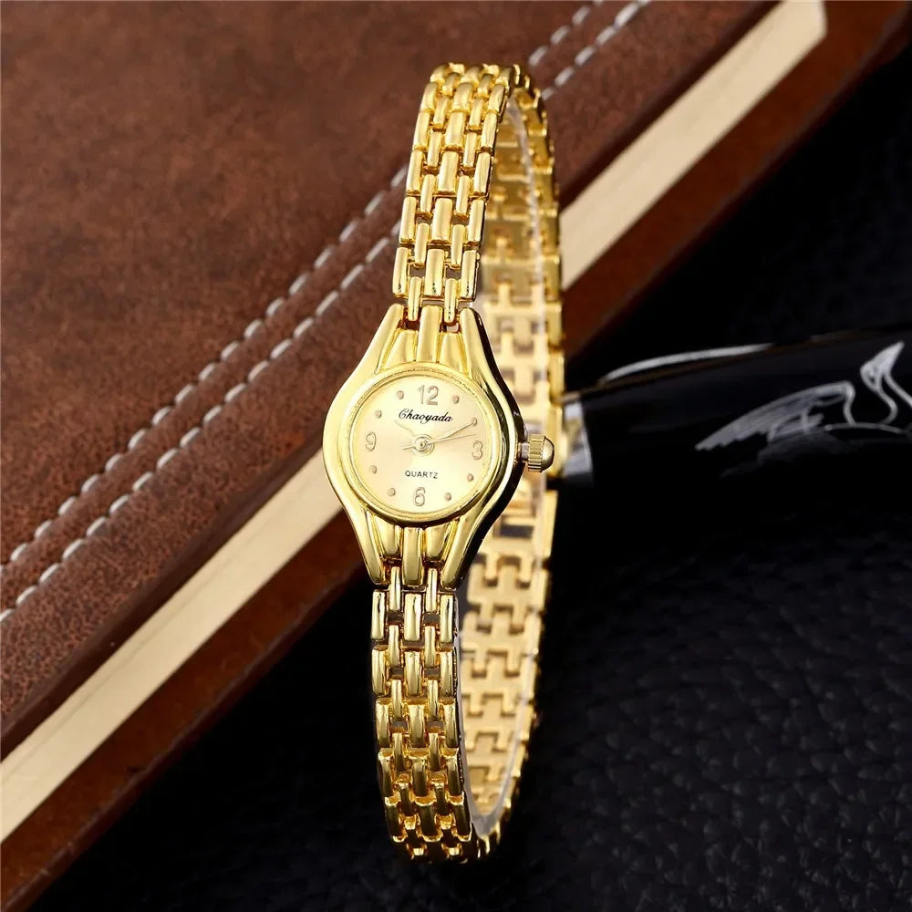 Women's Gold Bracelet Watch Fashion Elegant Small Dial Alloy Quartz Wristwatch Woman Luxury Ladies Watch Clock Gift Reloj Mujer