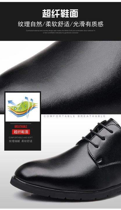 High Quality Formal Leather Men Dress Shoes Breathable Mens Casual Shoes Italian Luxury Brand Lace-Up Non-slip Men Driving Shoes