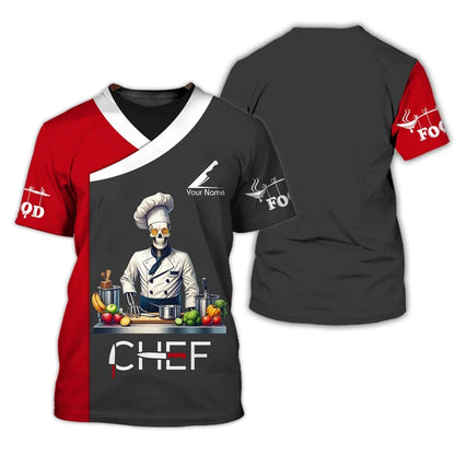 Funny Chef Work Uniform Men's T-shirts Personalization Name Custom Print Tees Casual O-neck Loose Short Sleeve Fashion Cook Tops