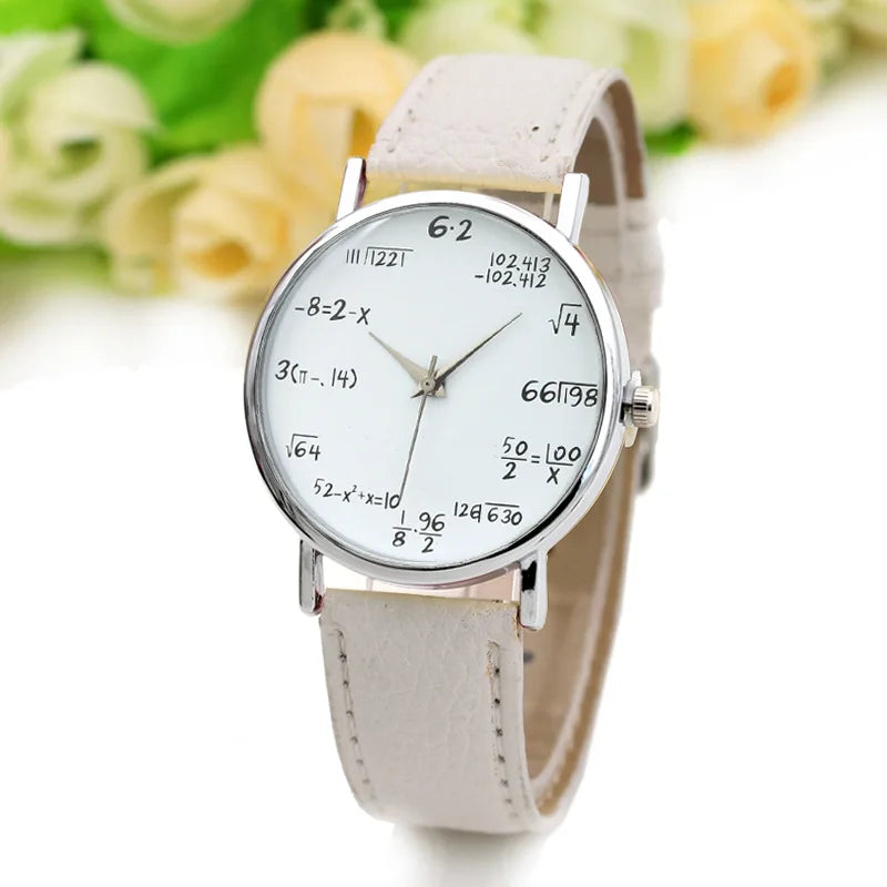 Fashion Ladies Watch Math Formula Watches Leather Strap Quartz Casual Watch for Women Dashboard Formula Relogio Ferminino