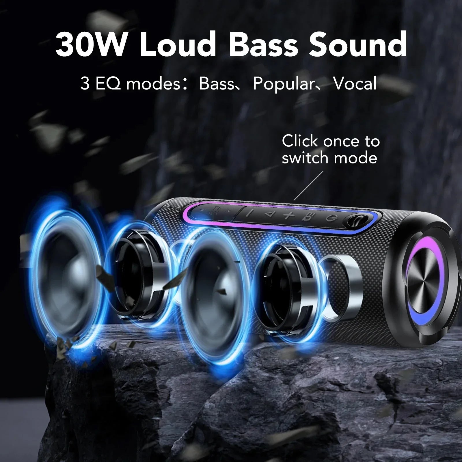 Bluetooth Speakers, Portable Wireless Speaker with 30W Loud Stereo Sound, BT5.4, IP7 Waterproof, 24H Playtime, Portable Speaker