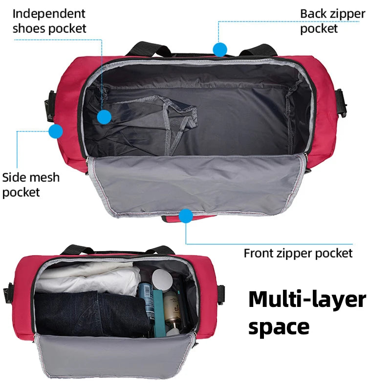 Fitness Handbag Gym Sport Tote Bag Large Capacity Shoulder Portable Luggage Bag Outdoor Travel Storage Women's Crossbody Bag