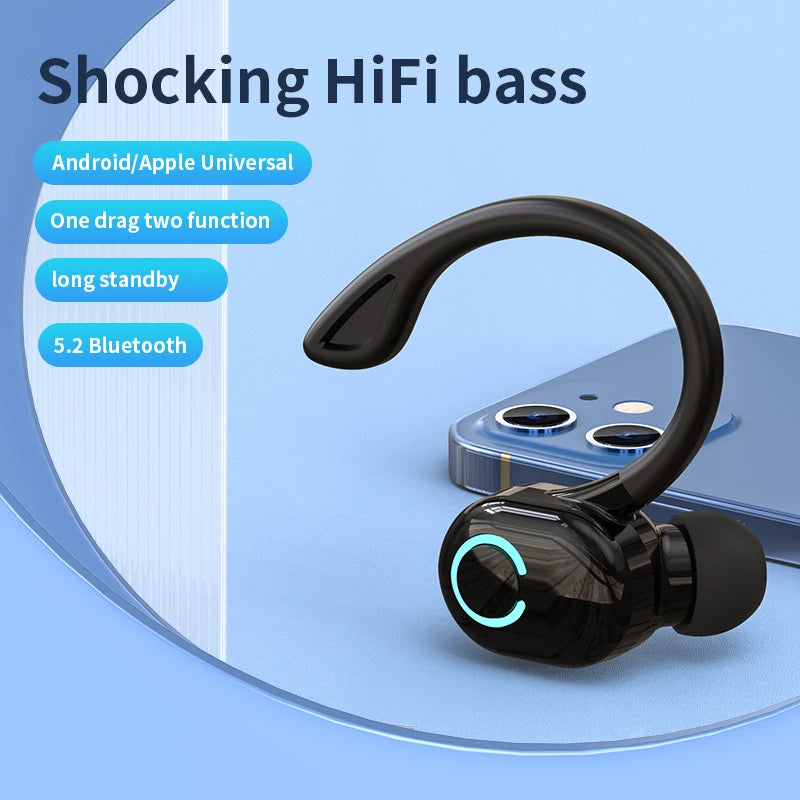 Wireless Bluetooth Earphones HIFI Bass With HD MIC Ear-Hook Earbuds Noise Cancelling Life Waterproof Game Sports Music Headsets