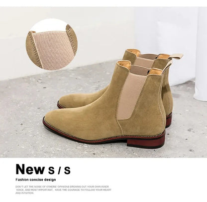 Fashionable Men Chelsea Boots PU Korean Version Versatile Suede European and American Short Boots Size 38-46 Men Boots