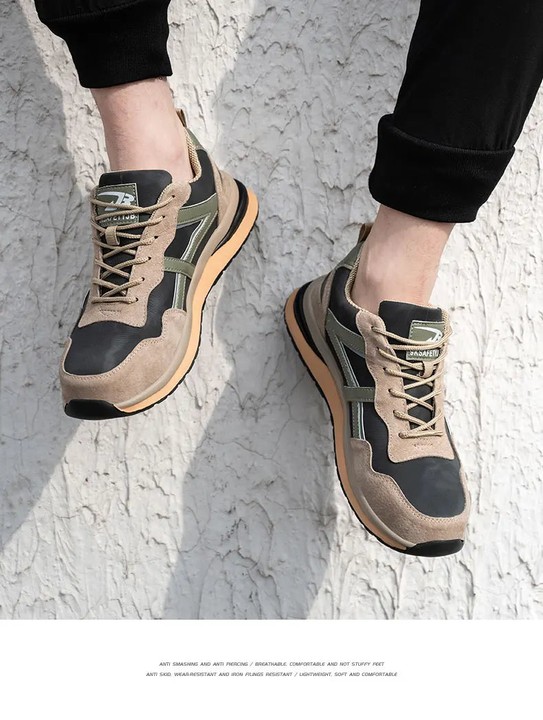 Waterproof Work Safety Shoes Steel Toe Cap Reflective Strip Indestructible Anti-smash Men Sneakers Construction Male Footwear
