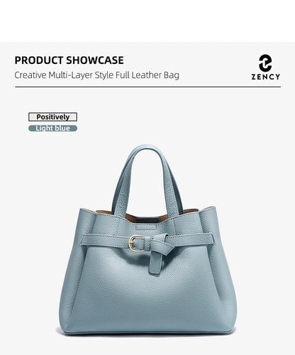 Zency Genuine Leather Top-handle Bag For Women Luxury Designer Crossbody Bag Zipper Purse Elegant OL Handbag 2025 New Shoulder