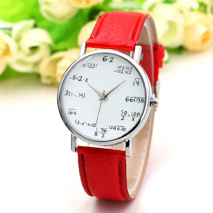 Fashion Ladies Watch Math Formula Watches Leather Strap Quartz Casual Watch for Women Dashboard Formula Relogio Ferminino