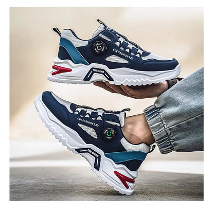 Men's Korean rotating shoelaces trendy sports shoes four season soft soled comfort casual sneakers outdoor student running shoes