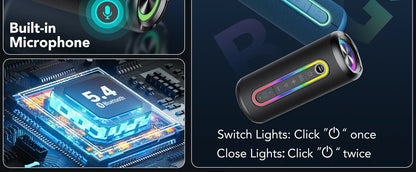 Bluetooth Speakers, Portable Wireless Speaker with 30W Loud Stereo Sound, BT5.4, IP7 Waterproof, 24H Playtime, Portable Speaker