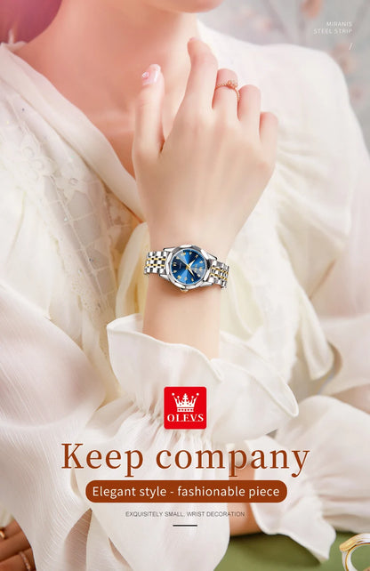 OLEVS Fashion Luxury Golden Watch For Women Stainless Steel Wristwatch Elegant Rhombus Quartz Waterproof Women's Watches Reloj