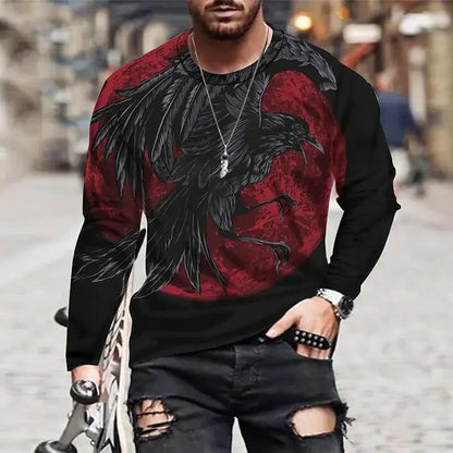 Animals  Vintage 3D Print Summer Men's Round Neck T-shirt Casual Long Sleeve Oversized T Shirt Fashion Pullover Men Clothing