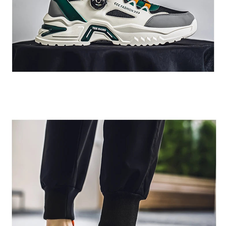 Men's Korean rotating shoelaces trendy sports shoes four season soft soled comfort casual sneakers outdoor student running shoes