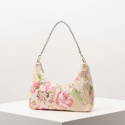 Floral Bag，Bridal Patry，Sequin Bag，Premium Style  Shoulder Bag For Women，Prom Accessories，Wedding Items，Bag For Women Elegant