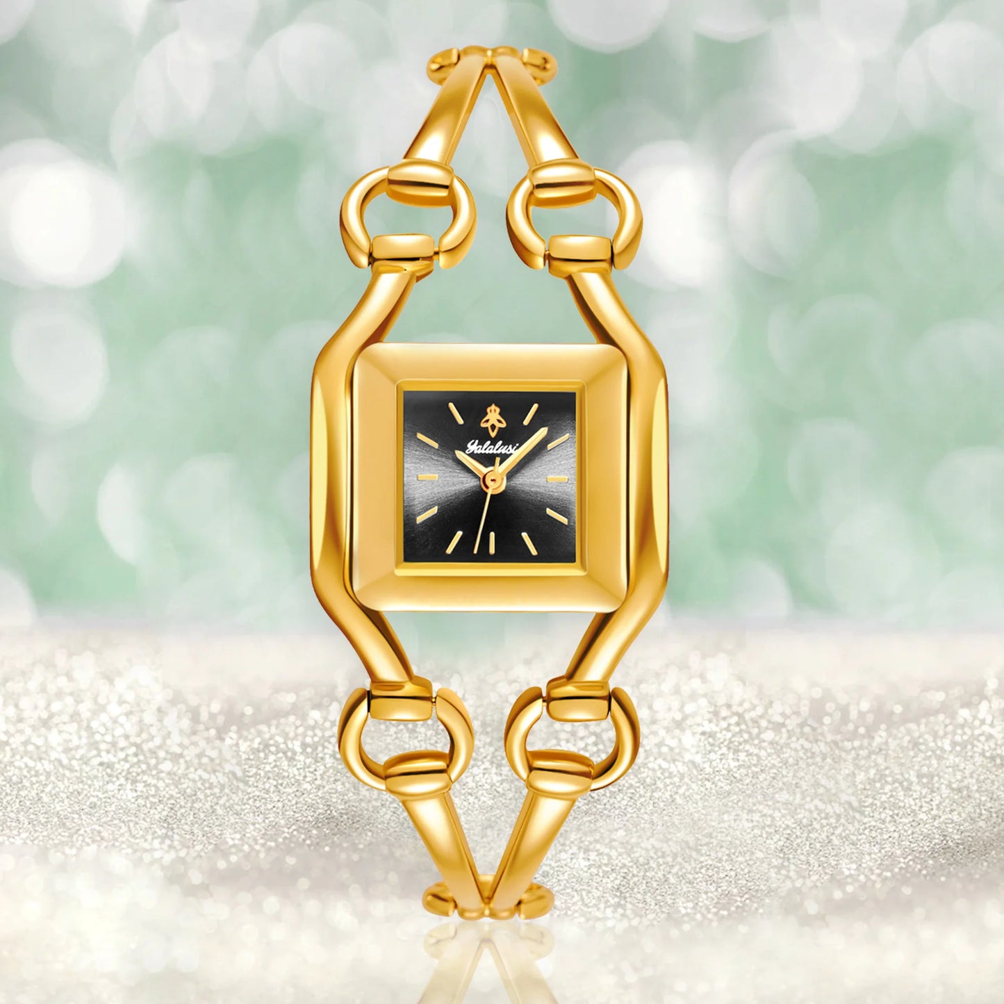 YaLaLuSi Newest Ladies Quartz Watches Women's Small Watches Luxury Casual Fashion Bracelet Including Tools Gold-Green