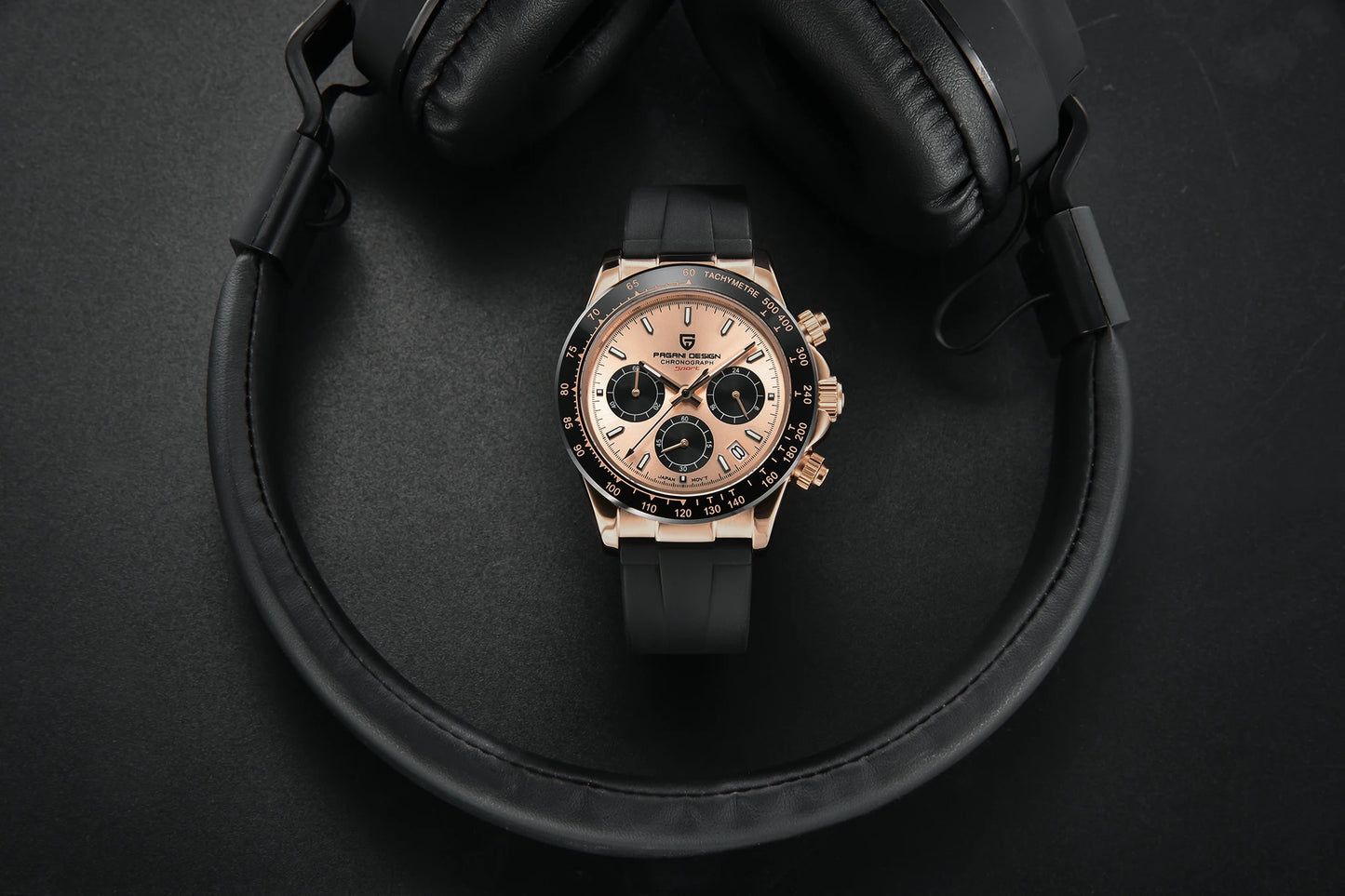 PAGANI DESIGN Watches Meteorite Surface Luxury Quartz Watches For Men Stainless Steel Waterproof Chronograph AR Sapphire Crystal