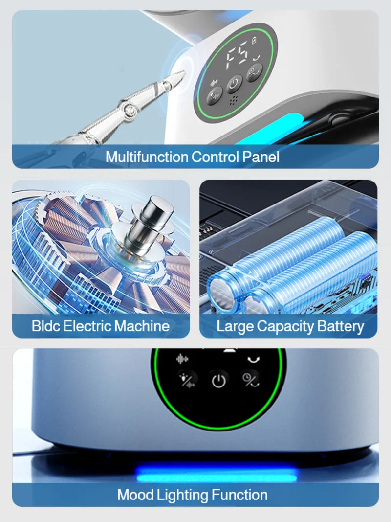 Portable Wall-Hanging Fan With Remote Control Rechargeable Usb Electric Folding Fan Nightlight Air Cooler Household Shaking