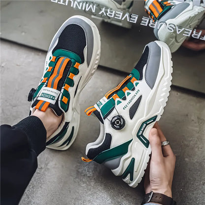 Men's Korean rotating shoelaces trendy sports shoes four season soft soled comfort casual sneakers outdoor student running shoes