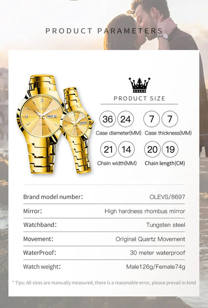 OLEVS 8697 Luxury Elegant Quartz Women's Watch Tungsten Steel Strap Fashion Waterproof Calendar Diamond dial Women's Watch