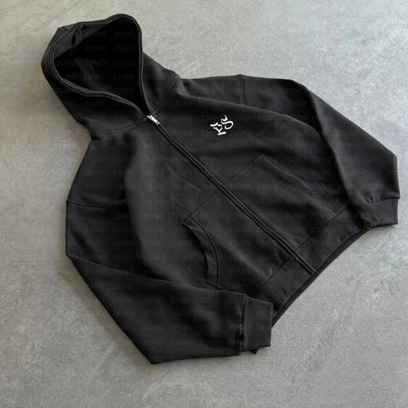 2024 Y2K Creative Print Hoodie Women Men Punk Gothic Oversized Sweatshirt Streetwear Hip Hop Casual Pockets Hooded Pullover Pant