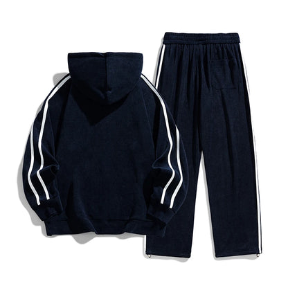 Big Size 8xl 7xl Corduroy Men's Tracksuit Set Black Hoodie Pants 2pcs Suits Autumn Winter Jacket Hooded Oversize Sportswear Man