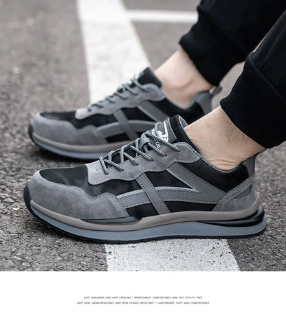 Waterproof Work Safety Shoes Steel Toe Cap Reflective Strip Indestructible Anti-smash Men Sneakers Construction Male Footwear
