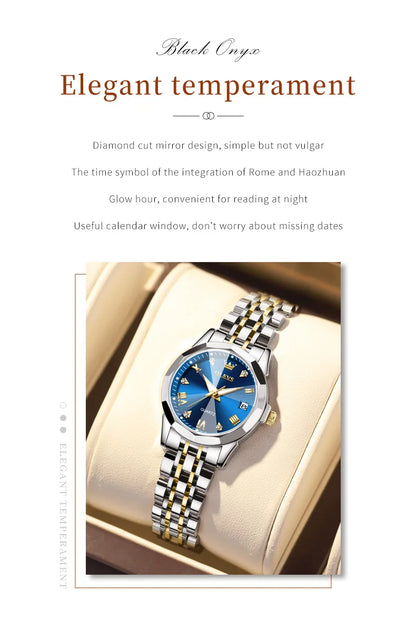 OLEVS Fashion Luxury Golden Watch For Women Stainless Steel Wristwatch Elegant Rhombus Quartz Waterproof Women's Watches Reloj