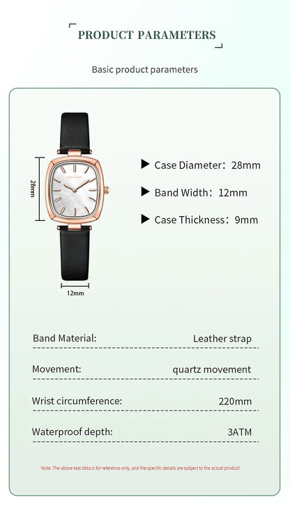 2024 New Womens Watch Hannah Martin Original Leather Rose Gold Simple Quartz Watch Top Brand 3Bar Waterproof Fashion Women Watch