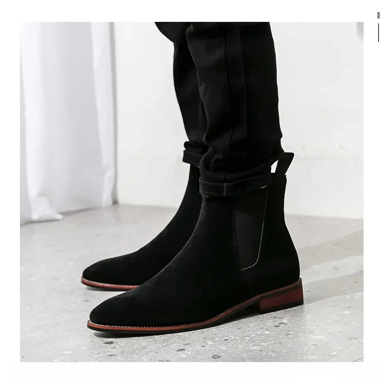 Fashionable Men Chelsea Boots PU Korean Version Versatile Suede European and American Short Boots Size 38-46 Men Boots