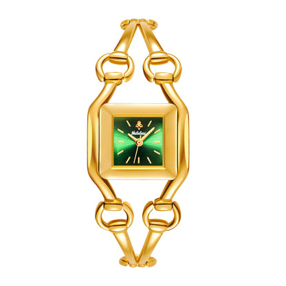YaLaLuSi Newest Ladies Quartz Watches Women's Small Watches Luxury Casual Fashion Bracelet Including Tools Gold-Green