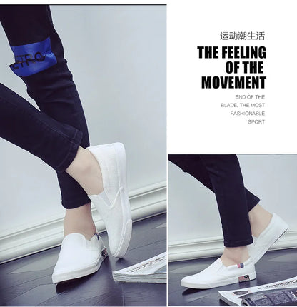 Men's Casual Shoes Canvas Slip-On Loafers Low Style Breathable Light Fashion Shoes for Men Walking White Shoe Zapatos De Hombre