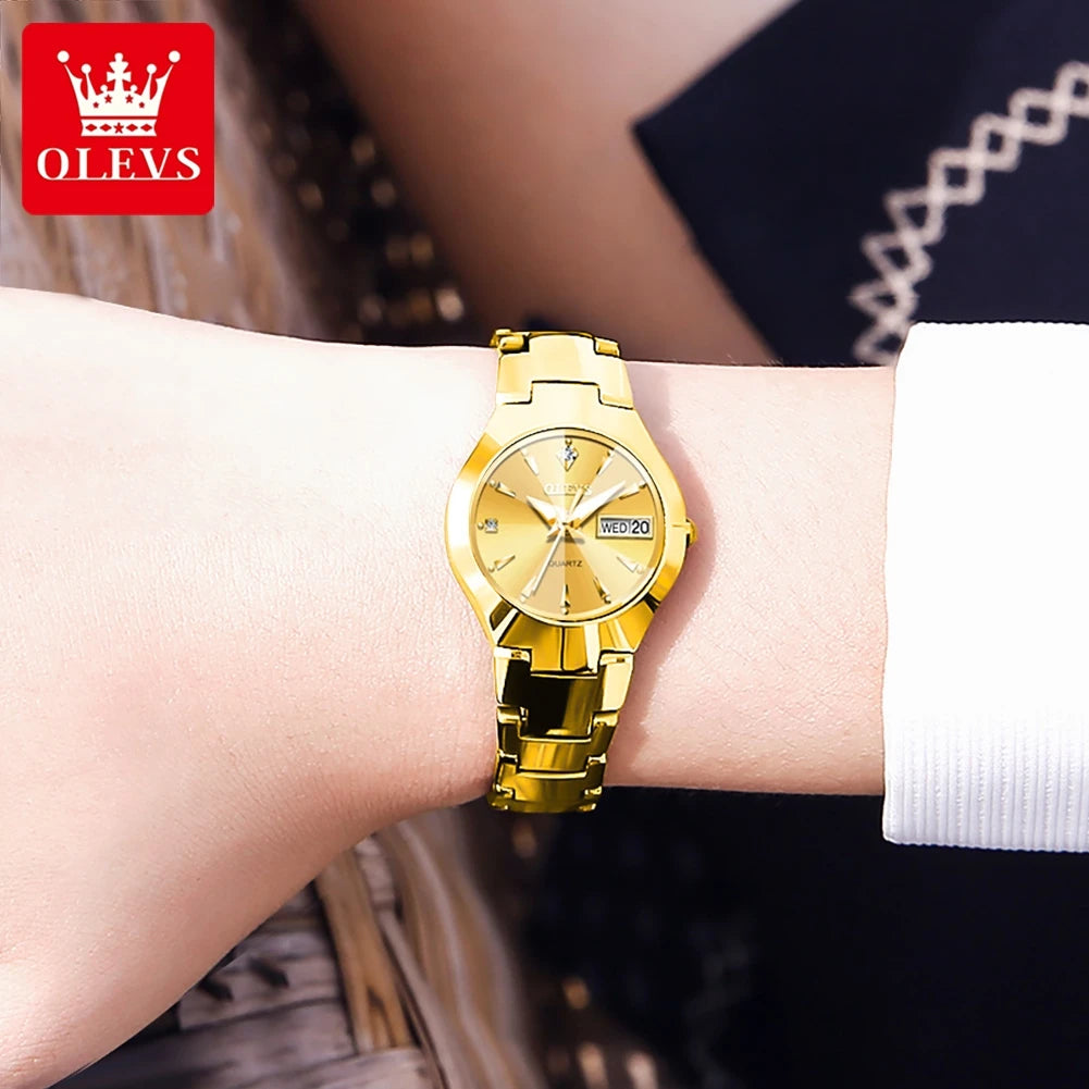 OLEVS 8697 Luxury Elegant Quartz Women's Watch Tungsten Steel Strap Fashion Waterproof Calendar Diamond dial Women's Watch
