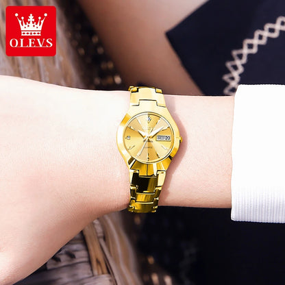 OLEVS 8697 Luxury Elegant Quartz Women's Watch Tungsten Steel Strap Fashion Waterproof Calendar Diamond dial Women's Watch