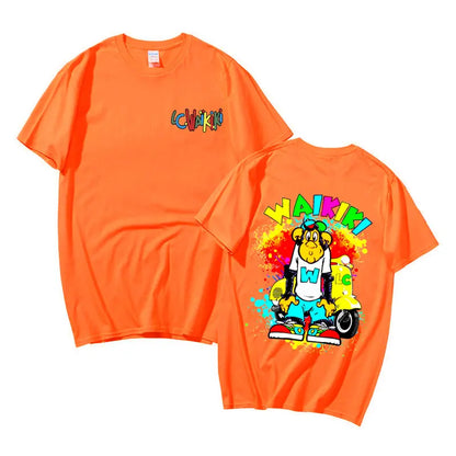 Funny Lc Waikiki Monkey Electric Bike Graphic Tshirt Men Women Fashion Casual T-shirt Male Summer Oversized Short Sleeve Tees