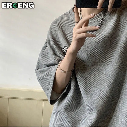 Men's Short Sleeve Summer Loose Round Neck T-shirt Trendy Brand Label Simple Half Sleeve