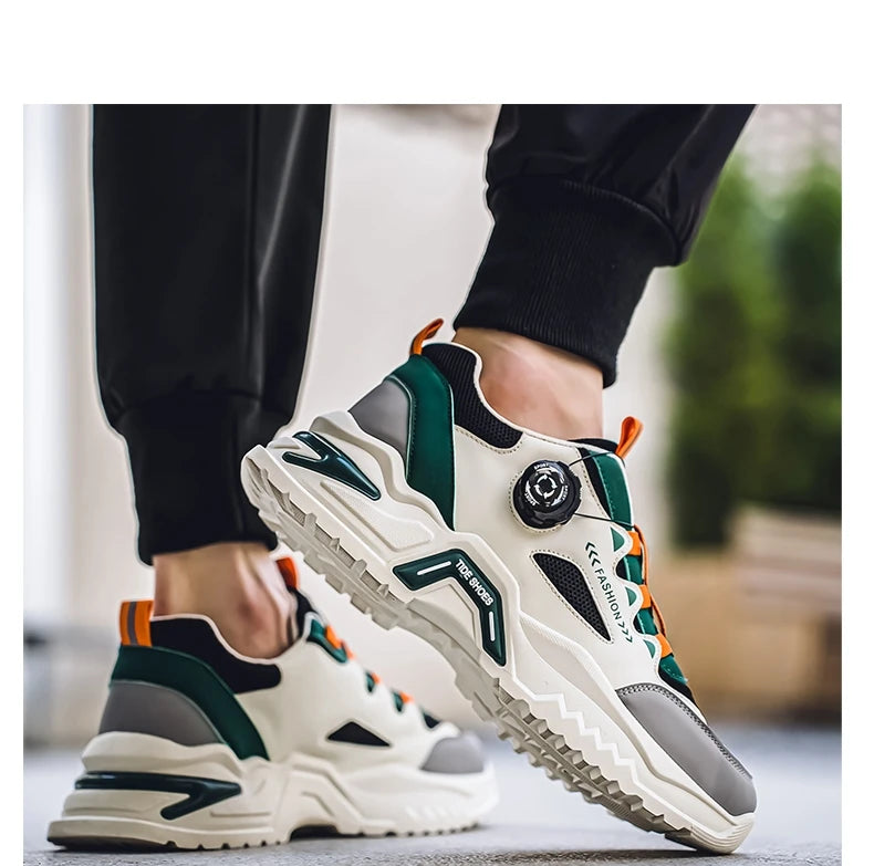 Men's Korean rotating shoelaces trendy sports shoes four season soft soled comfort casual sneakers outdoor student running shoes