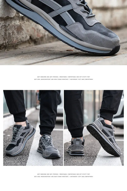 Waterproof Work Safety Shoes Steel Toe Cap Reflective Strip Indestructible Anti-smash Men Sneakers Construction Male Footwear