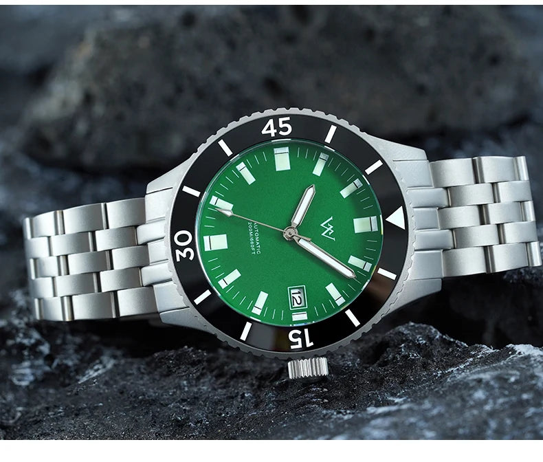 WM Watch NH35 Automatic Mechanical Watch Men Sapphire AR Coated 200M Water Resistant Ceramic Bezel Welly Merck Watches 203M-WM