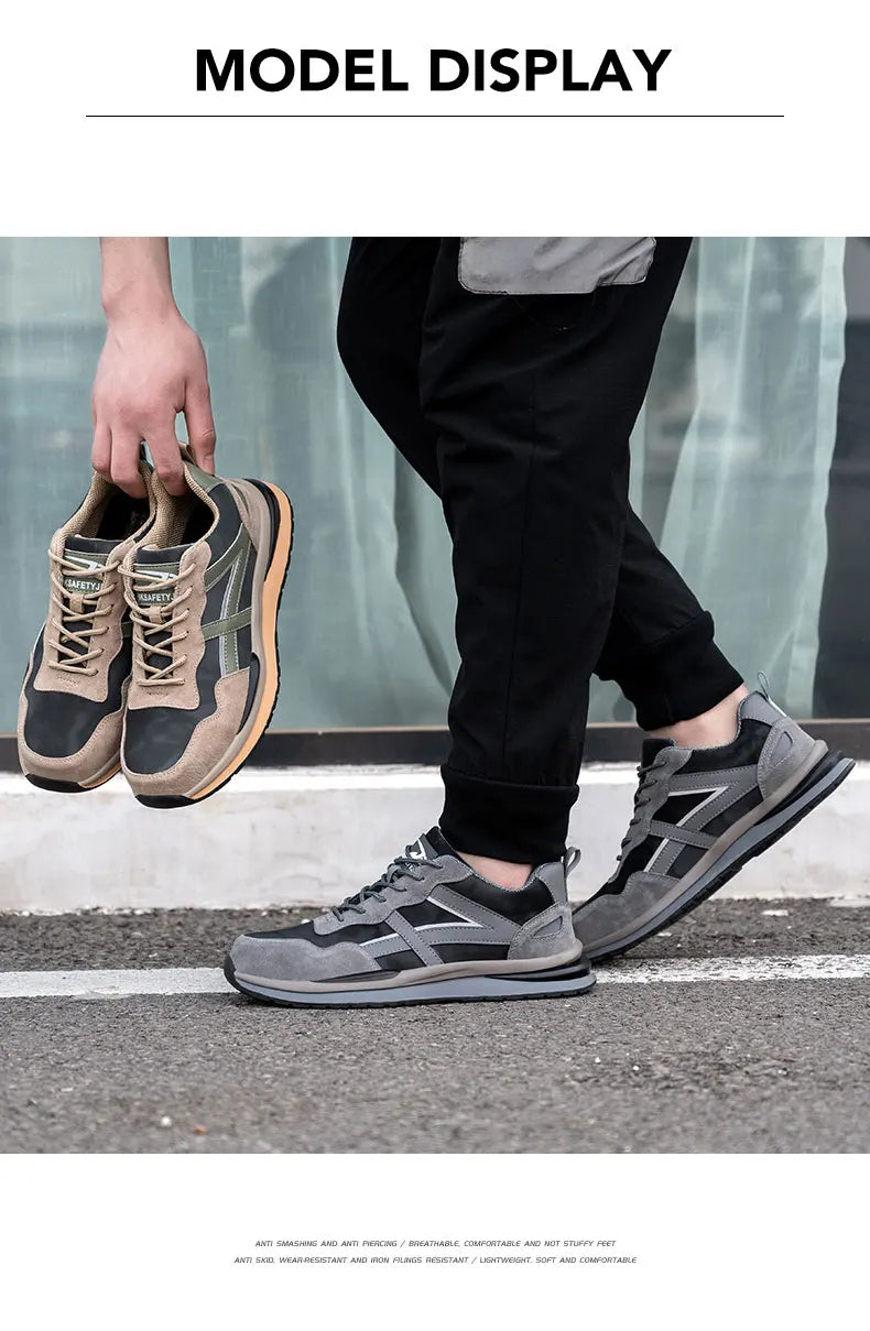 Waterproof Work Safety Shoes Steel Toe Cap Reflective Strip Indestructible Anti-smash Men Sneakers Construction Male Footwear