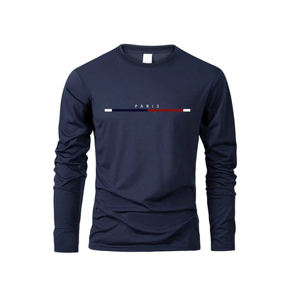 Men's Long Sleeve T Shirts of PARIS Printing Solid Color Casual Tops Autumn High Quality Loose T-Shirt Men Classic Clothing