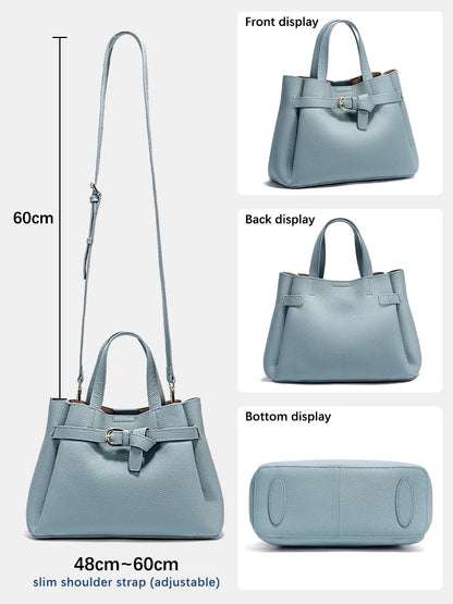 Zency Genuine Leather Top-handle Bag For Women Luxury Designer Crossbody Bag Zipper Purse Elegant OL Handbag 2025 New Shoulder